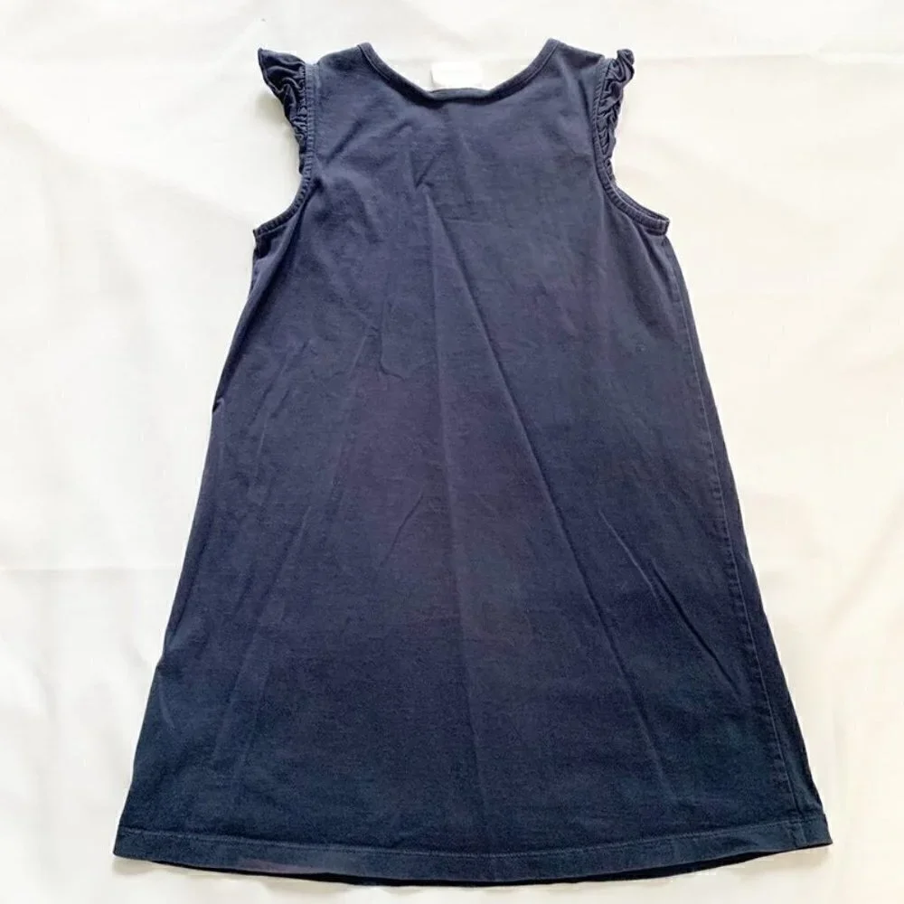 5/$25 Hanna Andersson A-Line Dress‎ Kids 120 Navy Blue Ruffle Medallion Boho